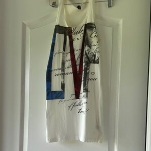 DIVIDED by H&M, White Graphic Racerback Tank Top with LIVE Print, Size 4